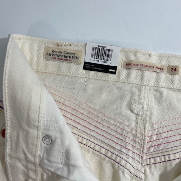 NWT Levi's Ribcage Straight Ankle Rainbow Ecru High Rise Jeans Size 24x27 - Picture 5 of 8